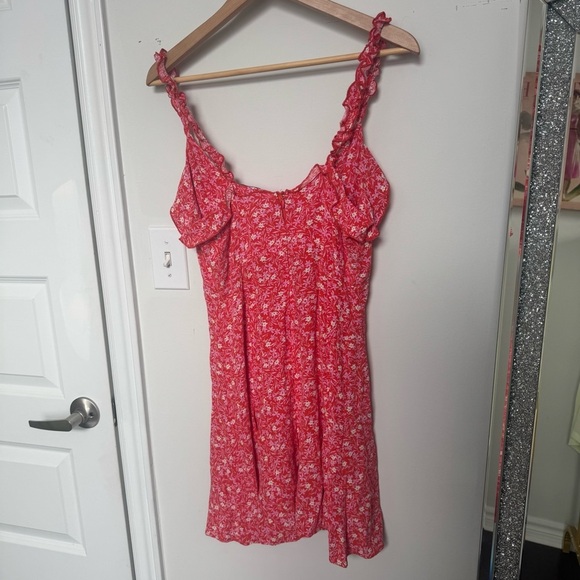 Zara Floral flirty Red Women's mini summer dress boho romantic M - Picture 6 of 7